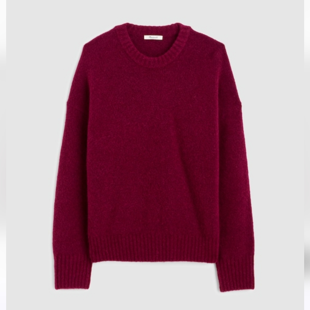Nwot Madewell Fuzzy Crewneck Sweater Cloudsoft Drop-Shoulder Sz M $128 Fuchsia